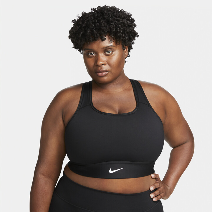 lufthavn vejviser Maryanne Jones Nike Women's Swoosh Medium-Support 1-Piece Padded Longline Sports Bra (Plus  Size) in Black - ShopStyle