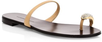 Giuseppe Zanotti Ring Swarovski Crystal Leather Toe-Loop Sandals