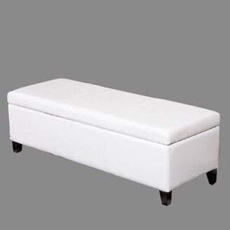 Ebern Designs Sharon Faux Leather, White Leather Storage Bench