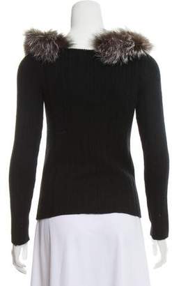 Prada Fox-Trimmed Cashmere Sweater