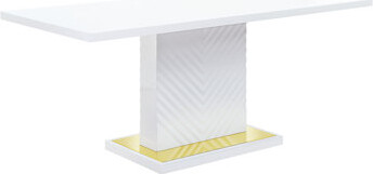 Latitude Run Gaines White High Gloss Finish Dining Table W/Pedestal Base
