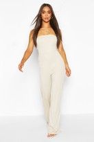 Thumbnail for your product : boohoo Rib Bandeau Wide Leg Jumpsuit
