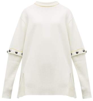Chloé Button-through Sleeves Wool-blend Sweater - Womens - White