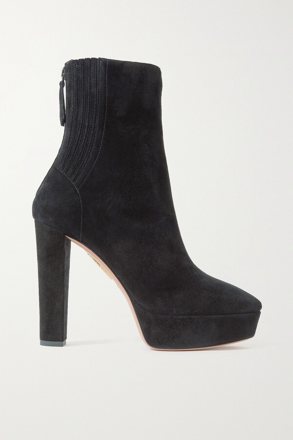 black suede platform boots