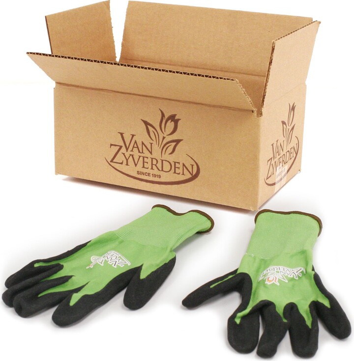Van Zyverden Gardening Gloves VZ logo Green & O range 3 Pairs