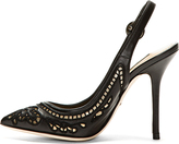 Thumbnail for your product : Dolce & Gabbana Black Leather Laser-Cut & Embroided Bellucci Coreddo Heels