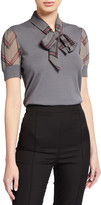 Thumbnail for your product : Emporio Armani Short-Sleeve Knit Top with Contrast Bow Collar