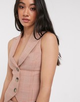 Thumbnail for your product : ASOS DESIGN 3 piece suit waistcoat in red POW check