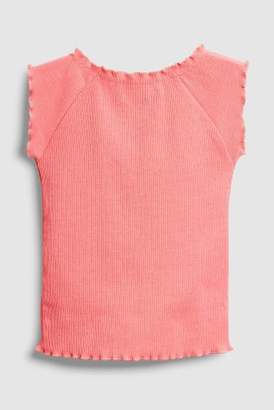 Next Girls Pink Frill Edge Short Sleeve T-Shirt (3-16yrs)