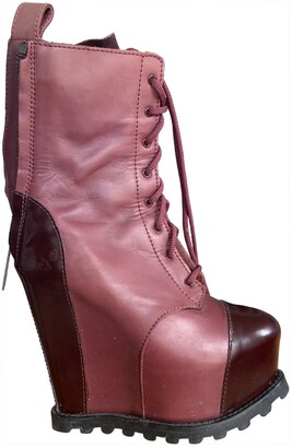 Acne Studios burgundy Leather Ankle Boots