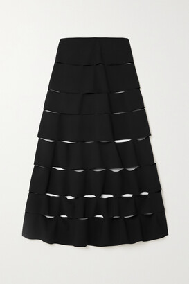 A.W.A.K.E. Mode Cutout Crepe Midi Skirt - Black