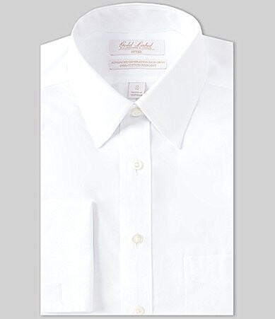 Roundtree & Yorke Gold Label Roundtree Yorke Fitted Non-Iron Point Collar Solid French Cuff Dress Shirt