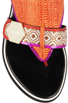Thumbnail for your product : Nicholas Kirkwood Metallic leather-trimmed raffia sandals