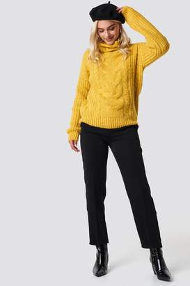 Trendyol Braided Knit Sweater Yellow