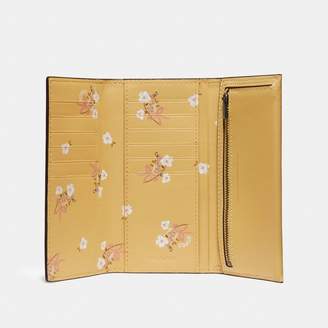 Coach Slim Trifold Wallet With Floral Bow Print Interior