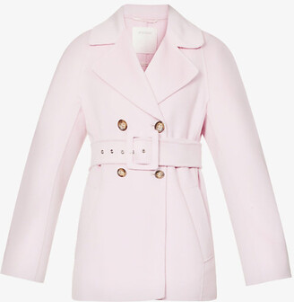 Sportmax Womens Pink Dritto Double-breasted Wool-blend Coat