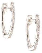 Ef Collection Diamond & 14K White Gold Huggie Earrings/0.5"
