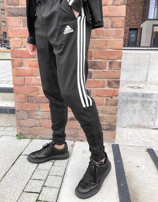 adidas Sportswear 3 stripe Tiro tracksuit in black - ShopStyle Trousers