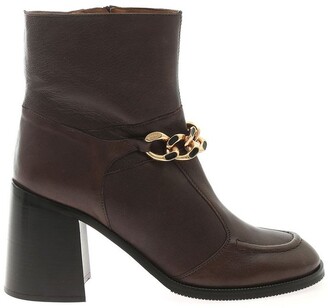 See by Chloe Chian-Link Detailed Round Toe Boots
