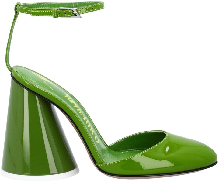 green slingback heels