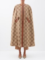 Thumbnail for your product : Gucci Crystal-embellished Gg-monogram Cape Coat - Camel