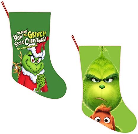 2 Pack Green Christmas Stockings, 16.5" Personalized Xmas Stockings 3D Print for Family Holiday Christmas Party Decorations