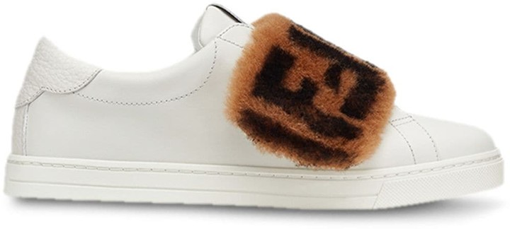 Fendi FF motif fur panel sneakers - ShopStyle