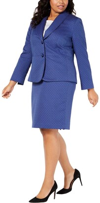Le Suit Womens Size Plus Crepe 2 Bttn Notch Lapel Skirt Suit 