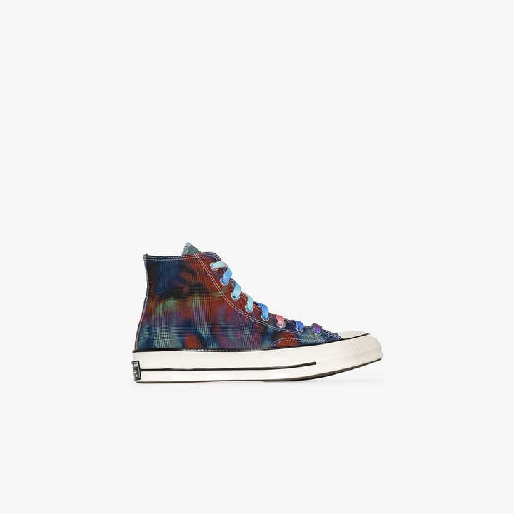 Converse multicoloured Chuck 70 tie-dye check high top sneakers - ShopStyle