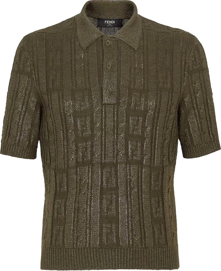 Fendi Braided Wool Polo Shirt With Ff Details
