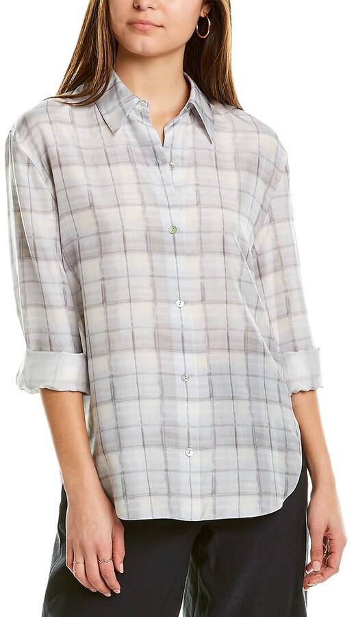 Womens Silk Plaid Shirt | Shop the world's largest collection of fashion |  ShopStyle