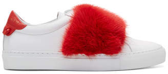 Givenchy White and Red Fur Urban Knots Sneakers