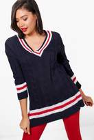 Thumbnail for your product : boohoo Saskia Cable Knit Cricket Jumper