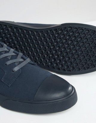 ASOS Lace Up Sneakers in Navy With Toe Cap