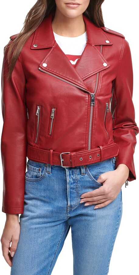 plus size red moto jacket