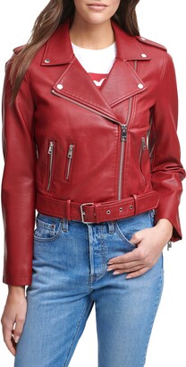 Levi's Water Repellent Faux Leather Fashion Belted Moto Jacket