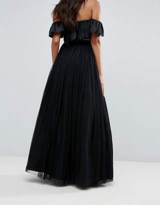 ASOS DESIGN Tulle Maxi Skirt with Embellished Waistband