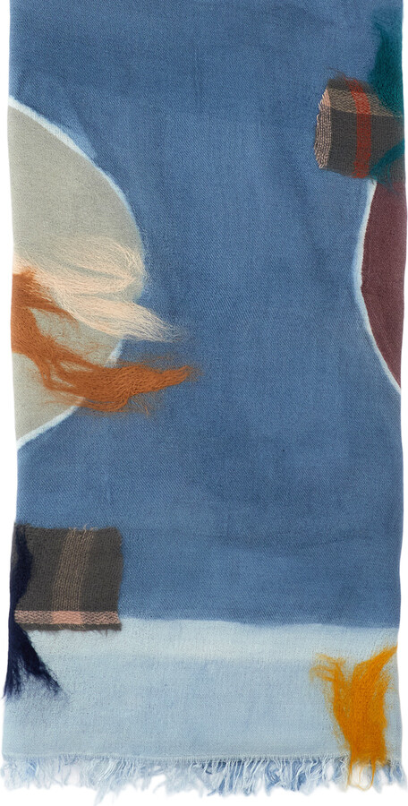 Exquisite J Multicolour Patterned Scarf With Neatly Finished Edges