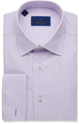 David Donahue Men's Regular-Fit Micro-Gingham Dress Shirt with French Cuffs