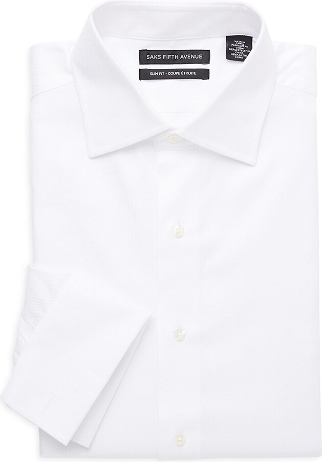 Saks Fifth Avenue Made in Italy Saks Fifth Avenue Men's Slim-Fit French  Cuff Cotton Dress Shirt - ShopStyle