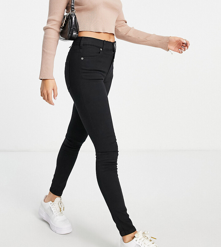 Dr Denim Petite Lexy mid rise super skinny jeans in black - ShopStyle