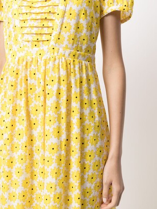 Desmond & Dempsey Flower-Print Short-Sleeve Dress