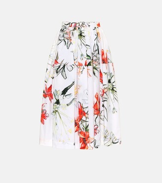 Alexander McQueen Floral cotton midi skirt