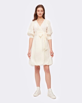 Diane von Furstenberg Ulrica Cotton Wrap Dress in Ivory