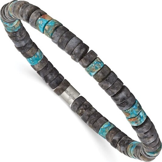 ChiselStainlessSteelBrushedBlueSedimentandBlackSpectroliteBeadedStretchBracelet
