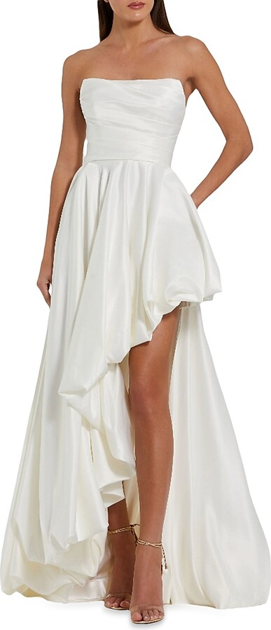 Women's Strapless High-Low Satin Gown - Cobalt - Size 2