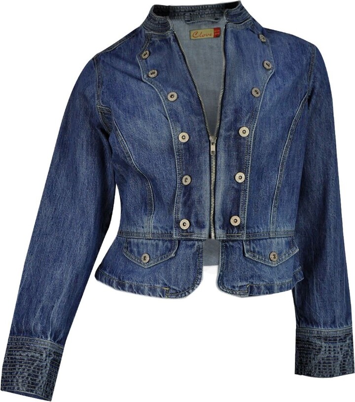 Clove Jeans New Clove Smart Military Short Denim Jacket Plus Size 14 16 18  20 22 24 - ShopStyle