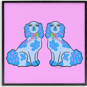 Funky Dogs Blue & Pink Framed Giclee, design by Katie Conley