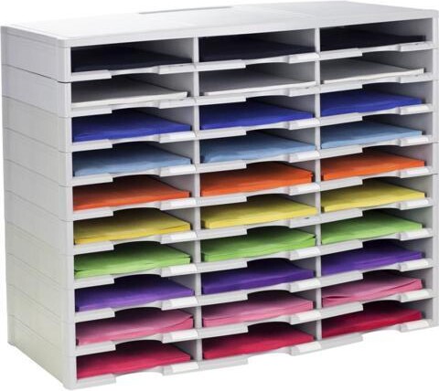 Storex 30-Compartment Literature Organizer, Gray