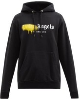 Thumbnail for your product : Palm Angels Graffiti Logo-print Cotton Hooded Sweatshirt - Black Yellow